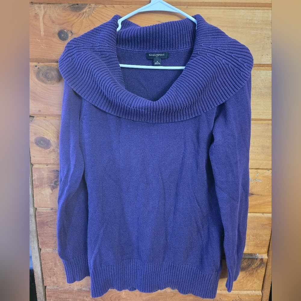 Banana Republic Deep Purple Cowl Neck Sweater